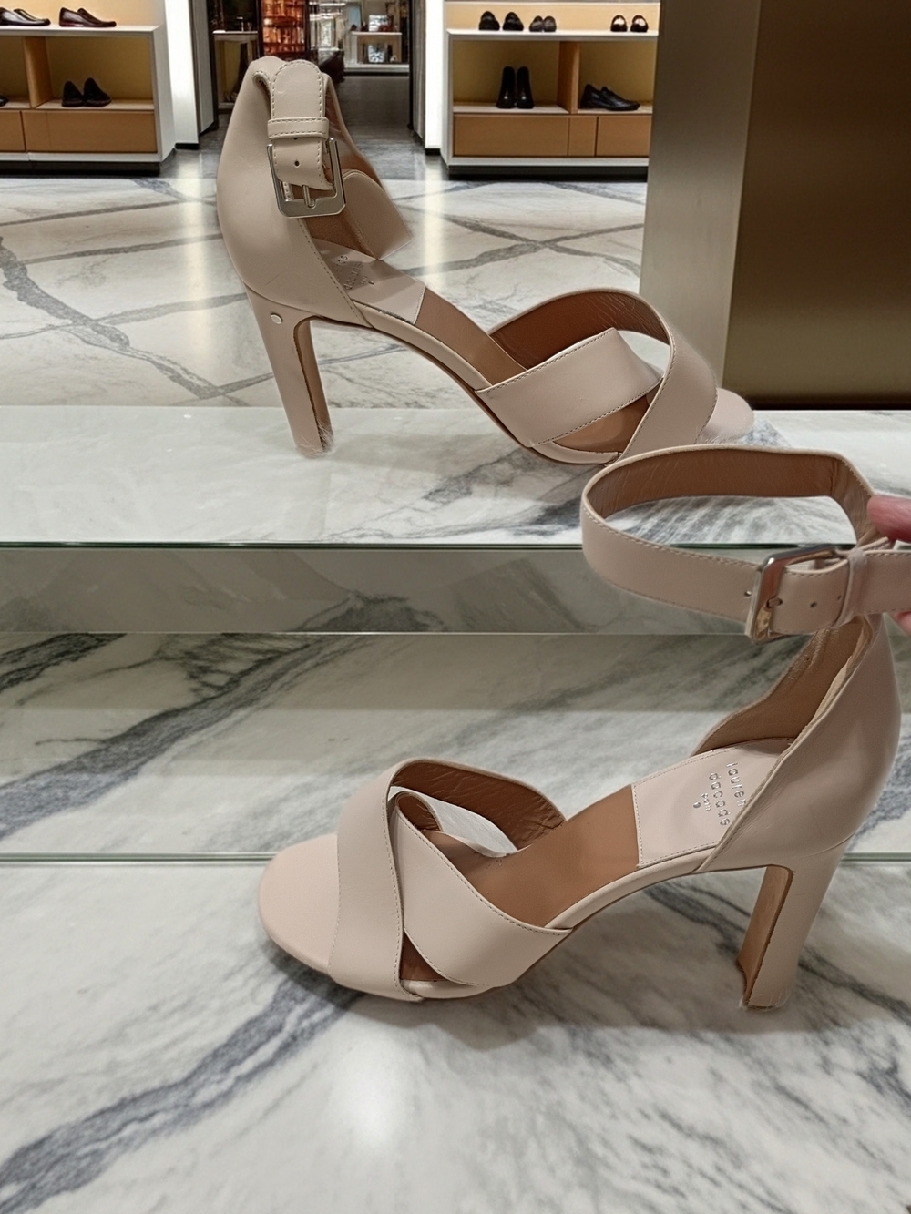 Laurence Dacade Paris Leather Natural Nude Ankle-Strap High Heel Sandals Flaws